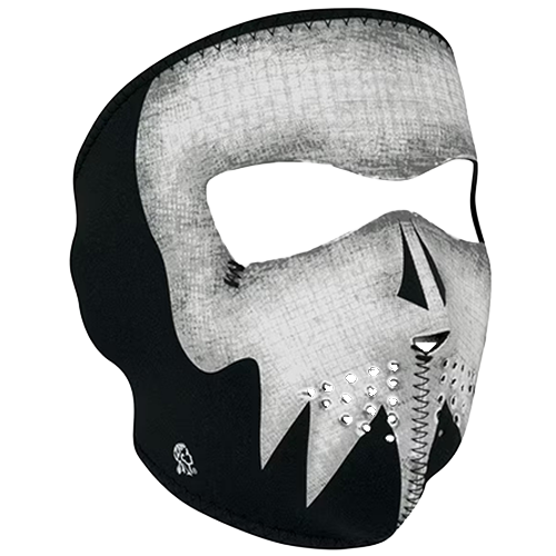 Gray Skull Glow in the Dark Full Face Mask with glowing skull print