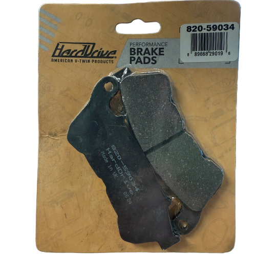 Brake pads in packaging with HardDrive branding.