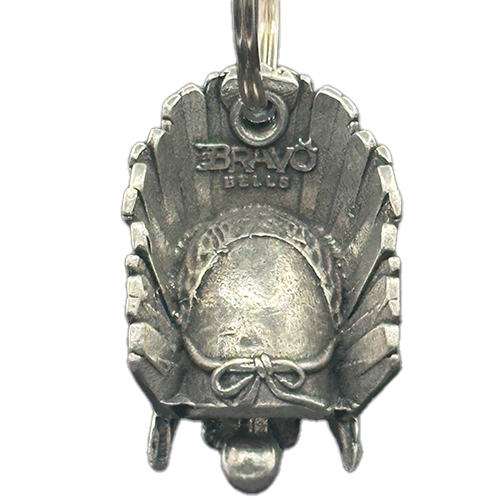 Pewter Skull Bell With Native Accents And Black Bag