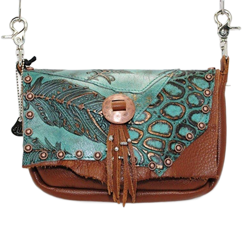 Handmade Western Biker Hip Purse With Beaded Concho