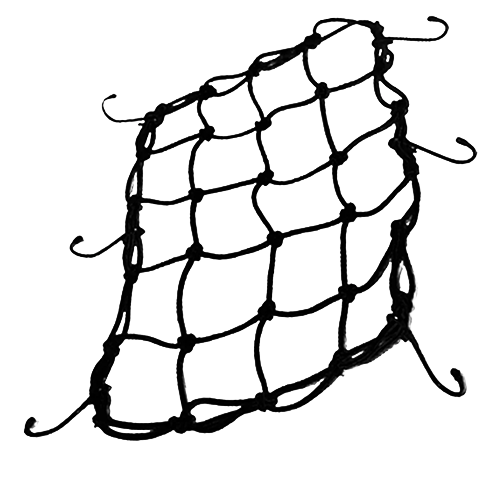 Black cargo net with hooks.