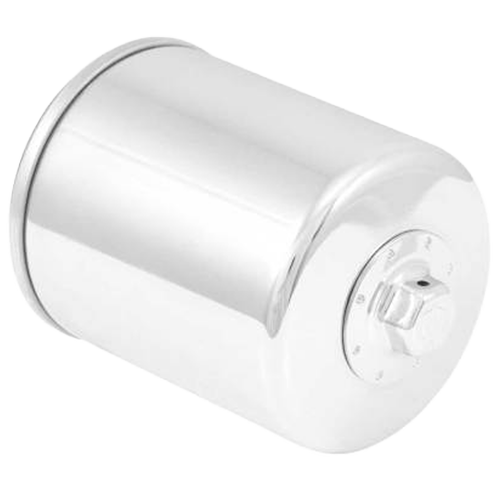 Chrome oil filter with a built-in 17mm hex nut for installation and removal.
