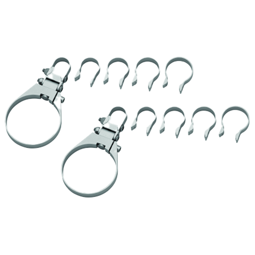 Kuryakyn Road Thunder Plus Sound Bar in satin silver finish, bar mount size adapters.