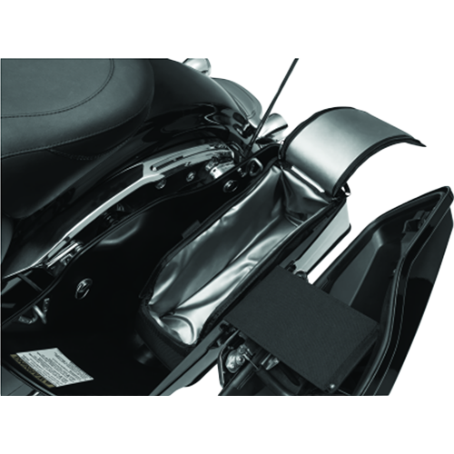 Kuryakyn Saddlebag Cooler inside a Harley-Davidson saddlebag open.
