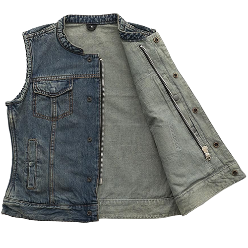 Women’s Riding Denim Vest – Lightweight 12 oz. Washed Blue