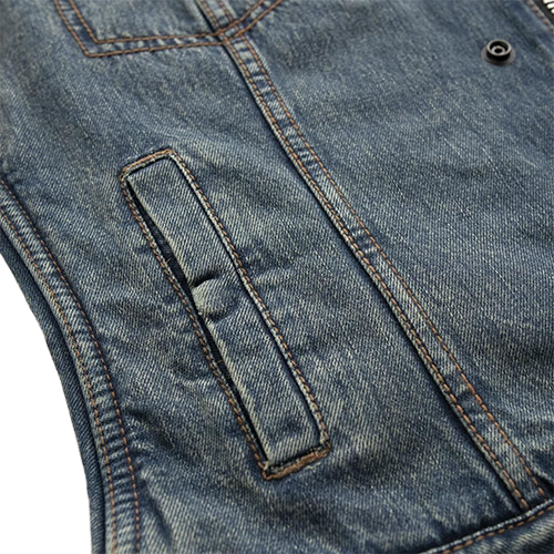 Women’s Denim Biker Vest – Conceal Carry & Classic Pockets