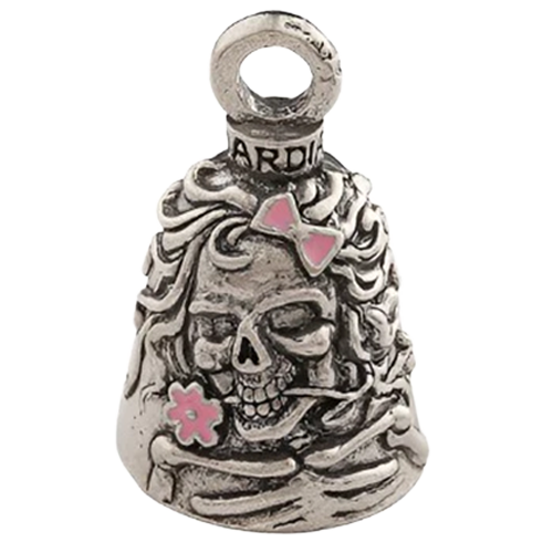 Lady Skull Bell – Pink Enamel Pewter Guardian Bell