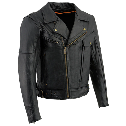 Milwaukee Leather Men’s Brando Style Motorcycle Jacket in black