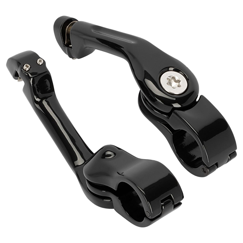 Adjustable Long Angled Black Motorcycle Foot Peg Mounts