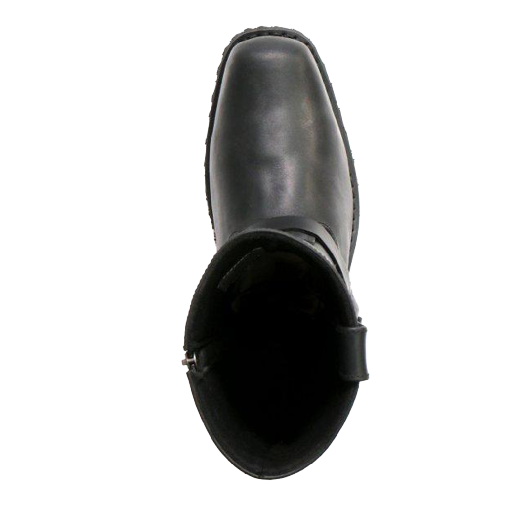 Mens Waterproof Leather Motorcycle Boot With Harness Strap Top View