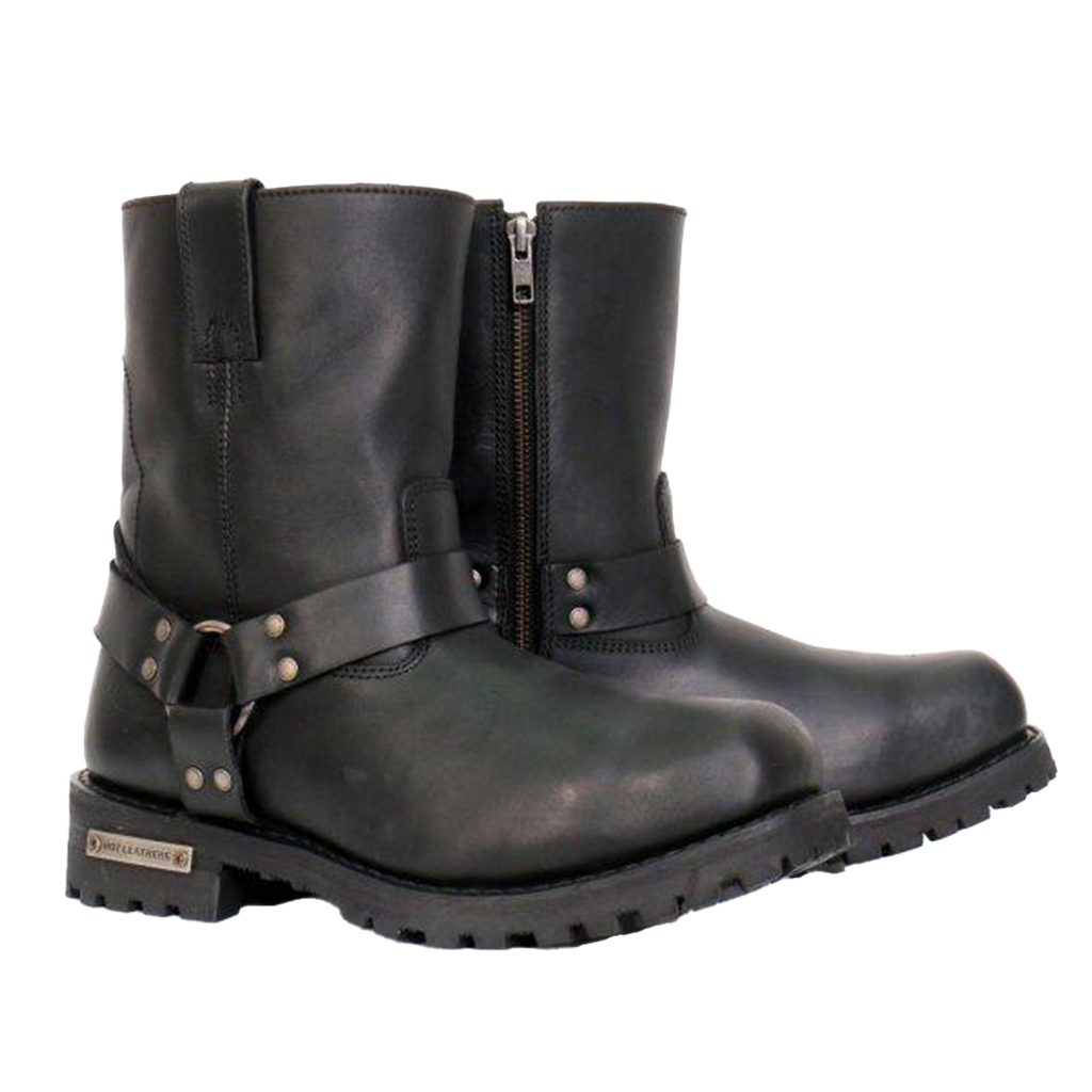 Mens Waterproof Leather Motorcycle Boot With Harness Strap Pair View