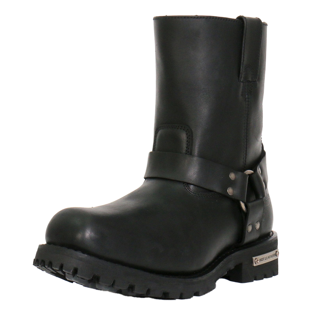 Mens Waterproof Leather Motorcycle Boot With Harness Strap Otter Side View