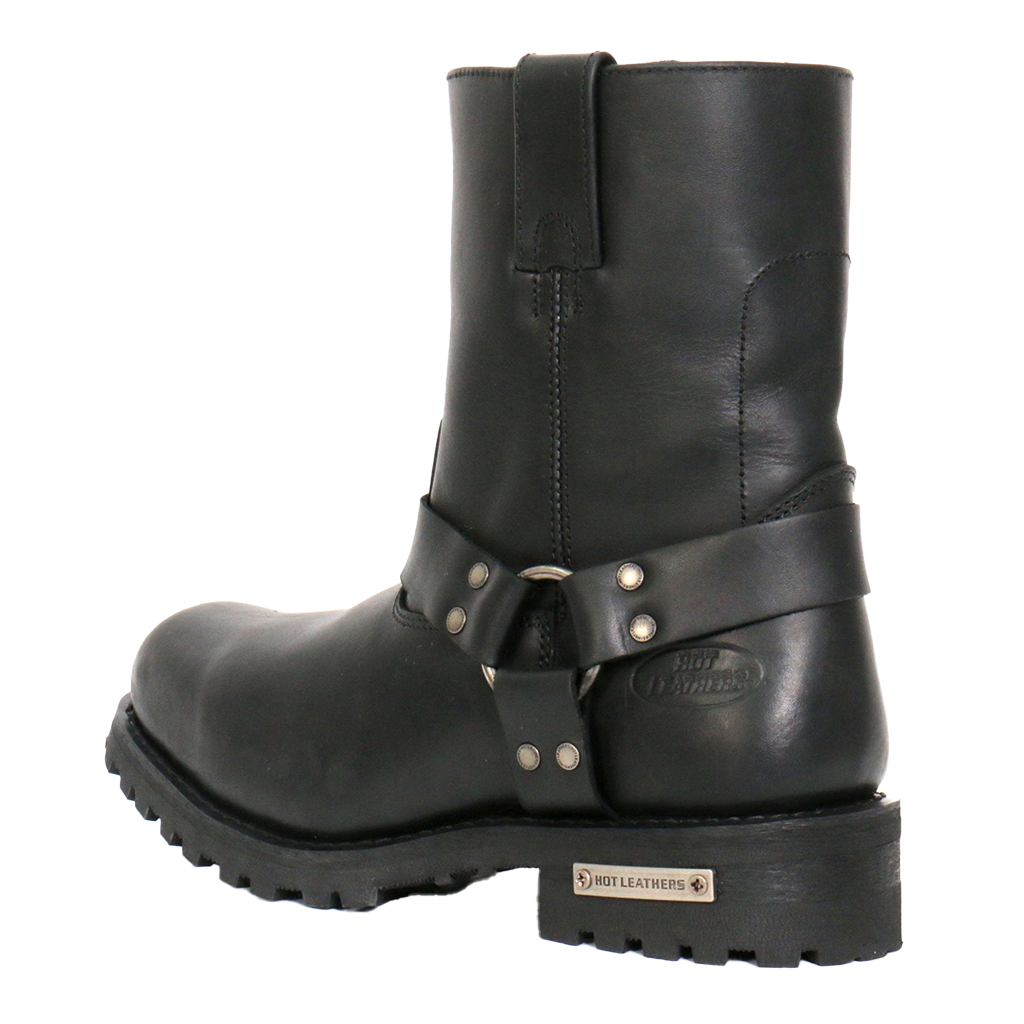 Mens Waterproof Leather Motorcycle Boot With Harness Strap Outter Ankle View