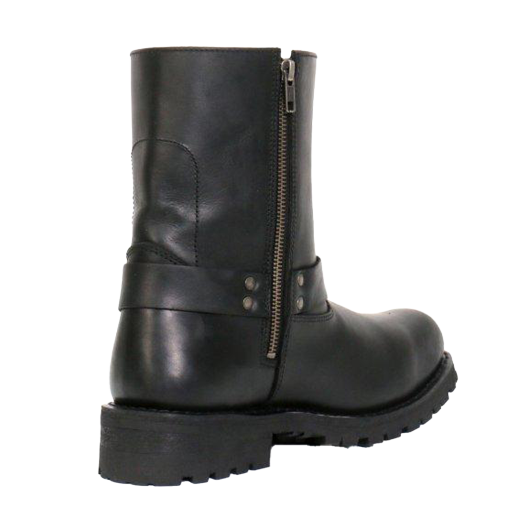 Mens Waterproof Leather Motorcycle Boot With Harness Strap Inner Ankle View