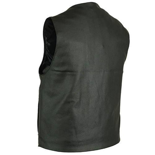 Cowhide Motorcycle Vest With Buffalo Nickel Snaps