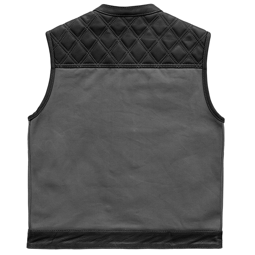 Men’s Leather & Canvas Vest – Hunt Club Grey Club Style