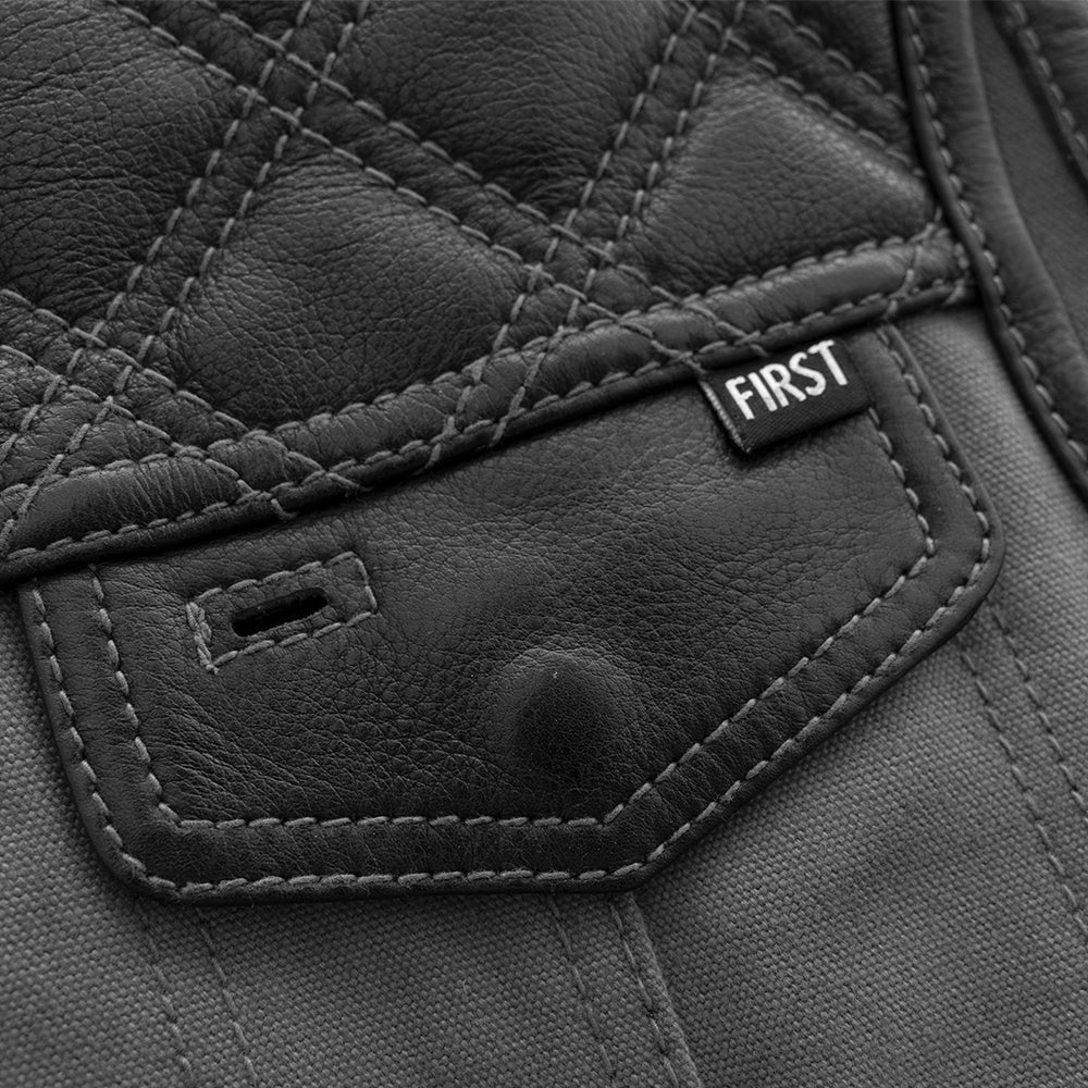 Hunt Club Grey Vest – Heavyweight Canvas & Leather Trim