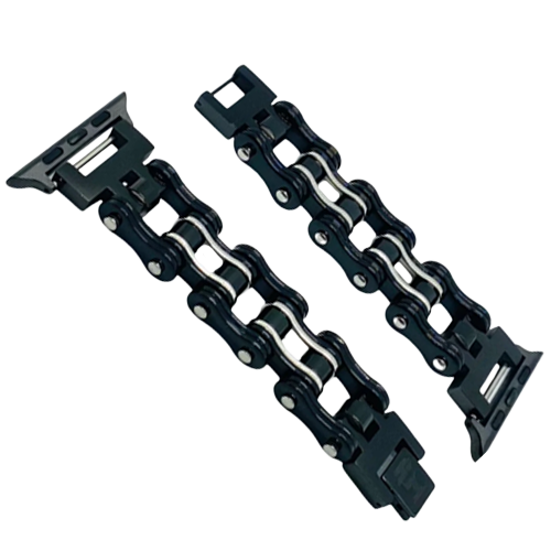 Black & Silver Motorcycle Chain Apple Watch Band For Men