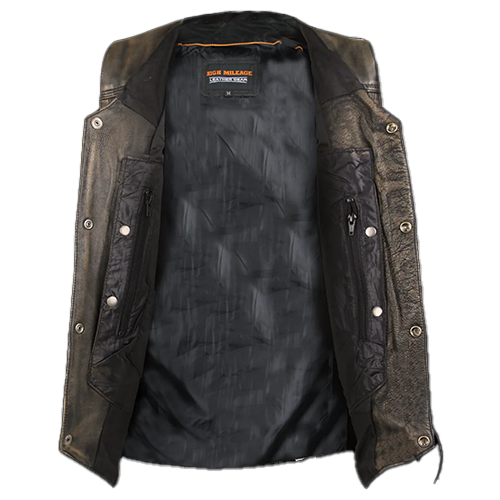 Men’s Distressed Brown Ten Pocket Leather Vest