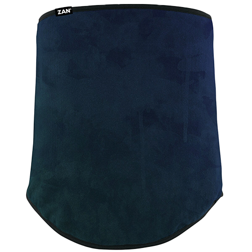 A dark-colored neck gaiter with a textured pattern, branded with 'ZAN' at the top.