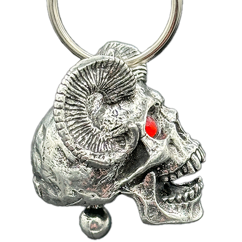 Fierce Motorcycle Bell With Ruby-Eyed Monster Skull