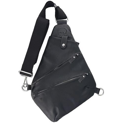 Black sling bag with skull design