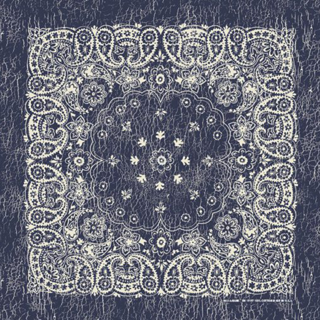 Navy And White Rustic Paisley Bandana 27x27 Inches