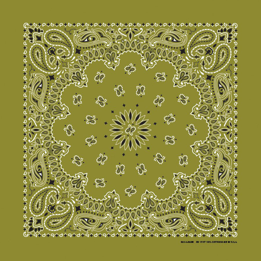 Two Sided Olive Green Biker Bandana Made In USA