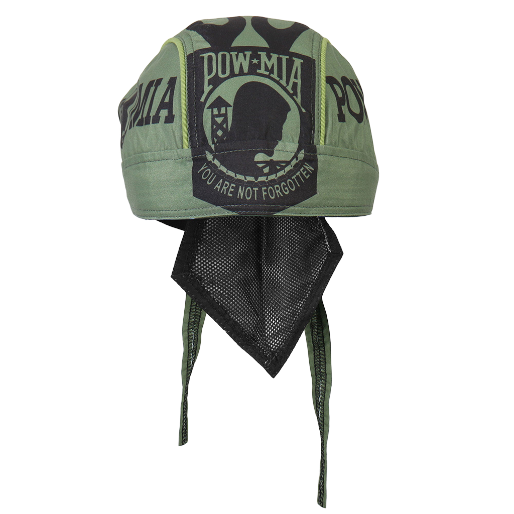 Motorcycle Headwrap With POW MIA Design Front View