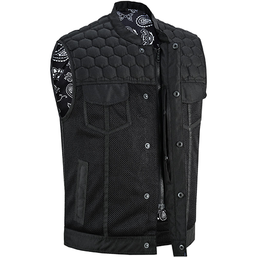 Men’s Mesh Riding Vest With YKK Zipper And Snap Placket