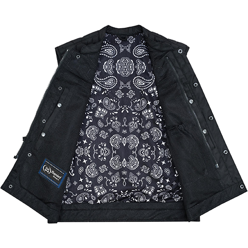Hot Weather Motorcycle Vest With Black Paisley Lining