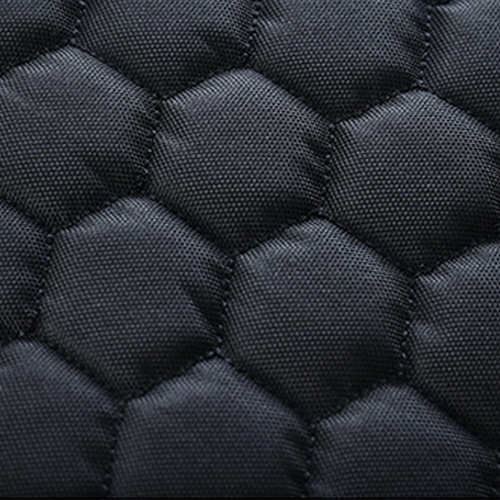 Close-up of a black quilted fabric texture
