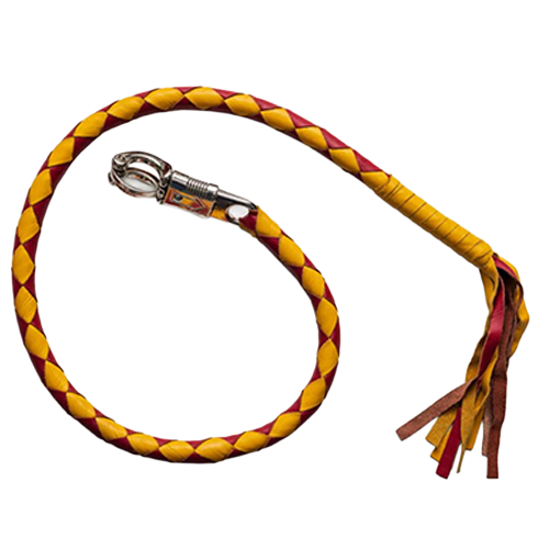 Red & Gold Leather Get Back Whip – Hand-Braided Genuine Leather
