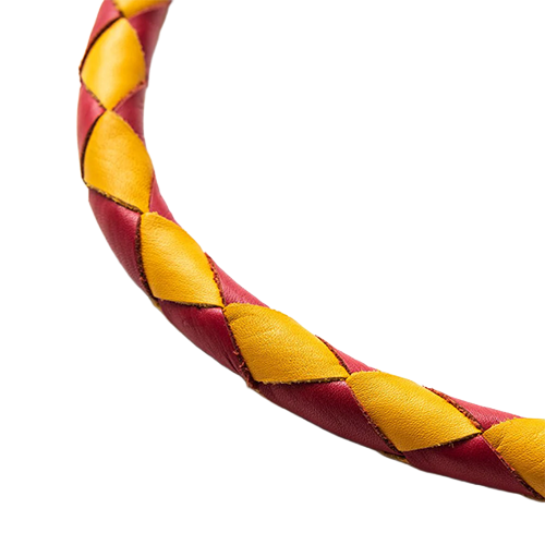 Braided Leather Whip – Red & Gold Color Combo
