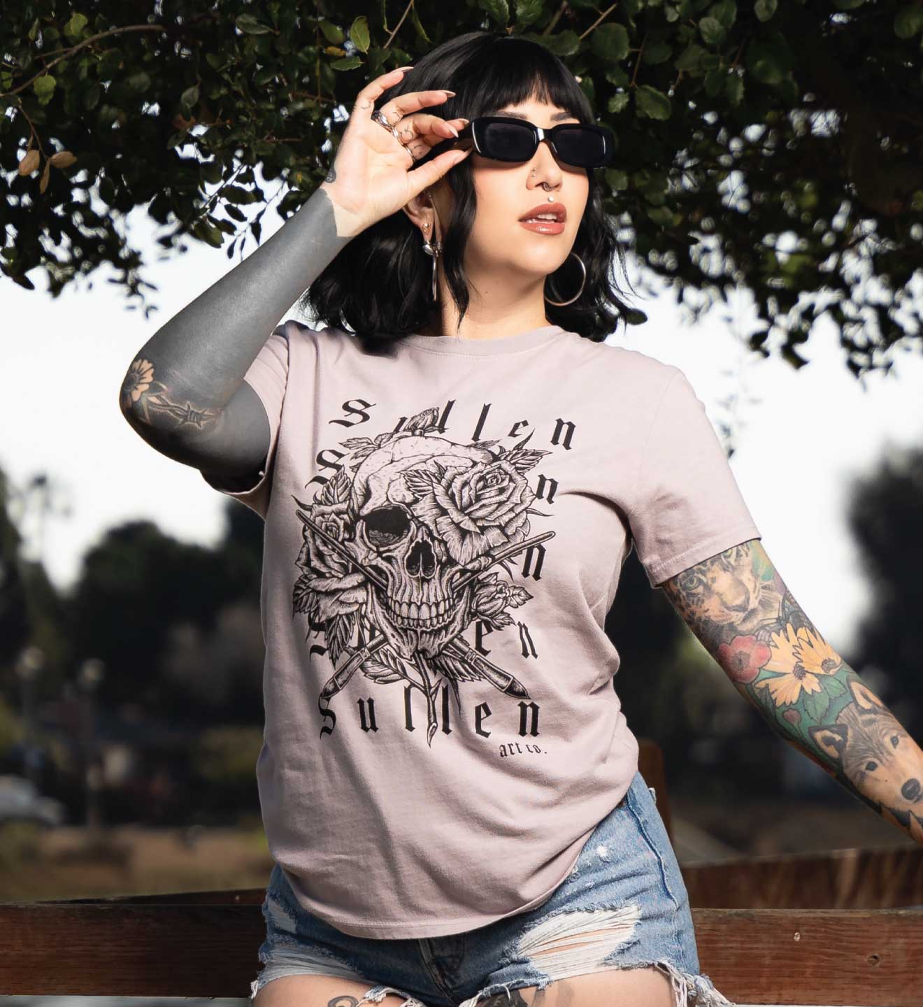 Repeater Ashes Of Roses T Shirt With Skull And Floral Design