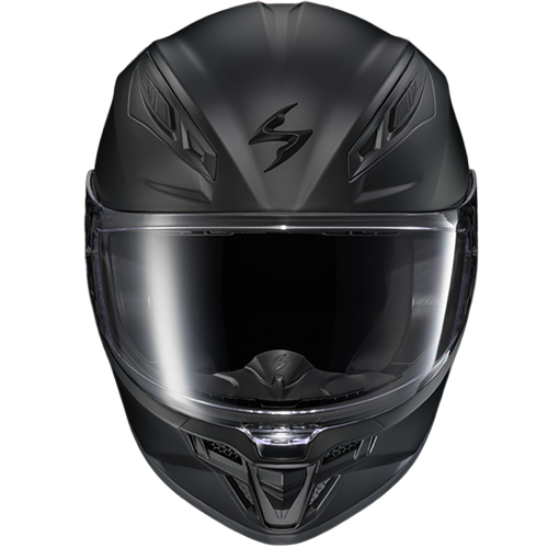 Black matte full face motorcycle helmet with Everclear no-fog shield