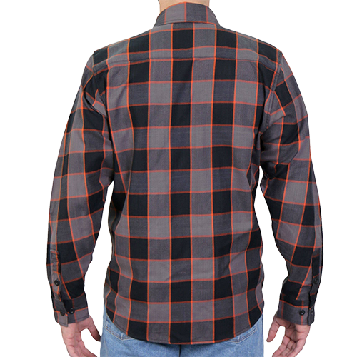 Men’s Black, Gray & Orange Flannel Long Sleeve Shirt 🖤🟧