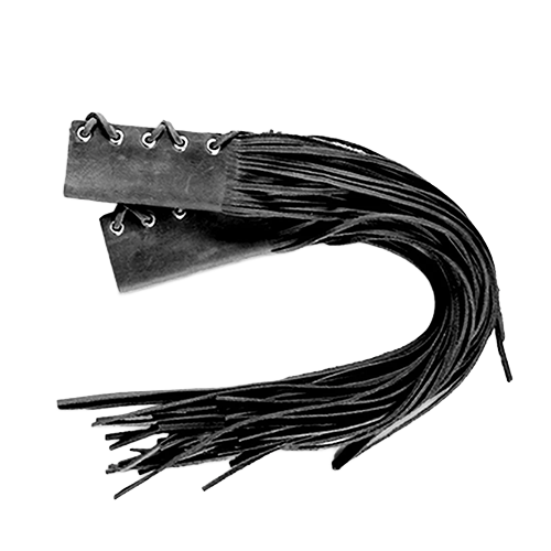 Black Naked Leather Throttle Covers with 17" Fringe