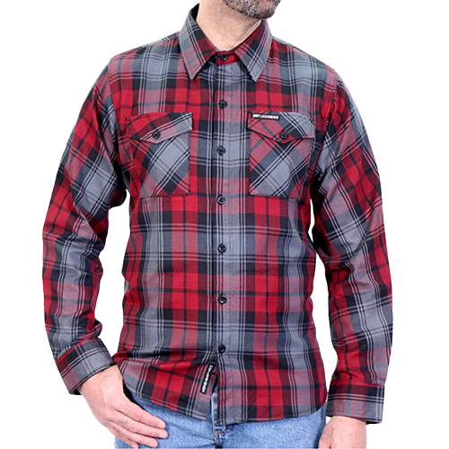 Men’s Flannel Shirt – Black, Grey & Red 🖤❤️