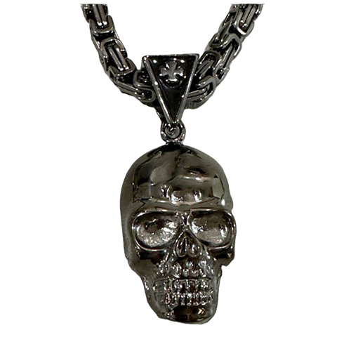 Large Gunmetal Skully Necklace 💀⚡