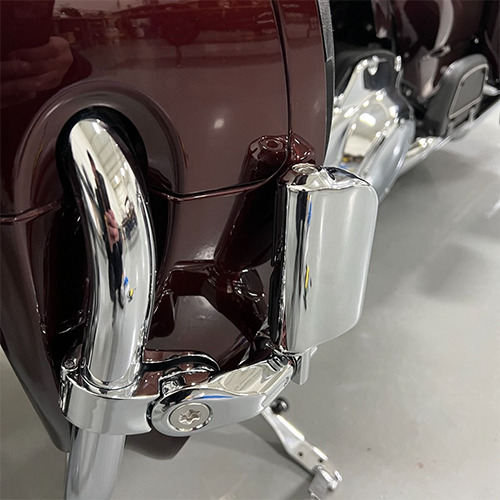 HOGWORKZ Chrome Short Highway Pegs Installed On Harley
