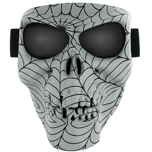 Skull Face Mask – Grey Spiderweb with Smoke Coating G-Tech Lens