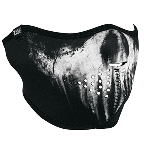 Skull Ghost Half Face Mask with bold ghost skull print