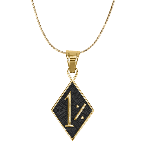 Gold Tone 1%er Biker Necklace with pendant and chain