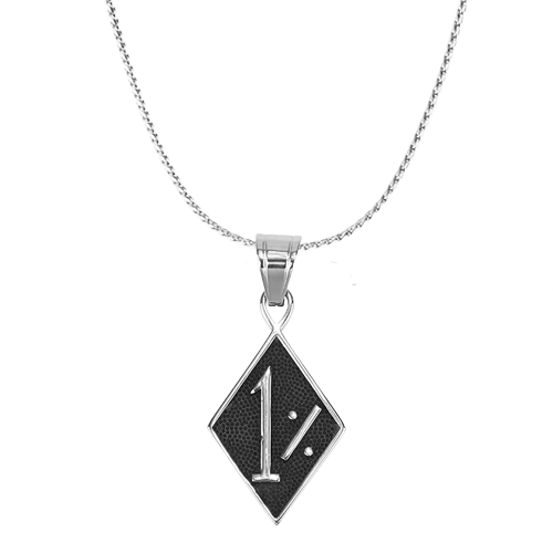 Small Silver Tone 1%er Biker Necklace with pendant and chain