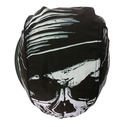 Motorcycle Headwrap With Skull And Hat Design Top View