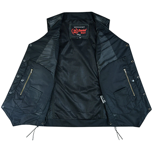 Reinforced Shoulder Tall Biker Vest Satin Lined