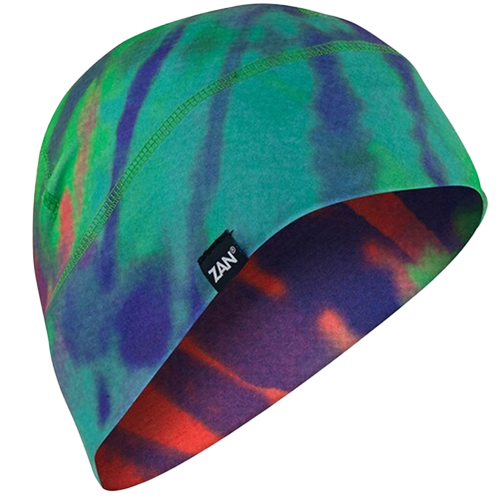 Bold tie-dye headwear moisture wicking beanie
