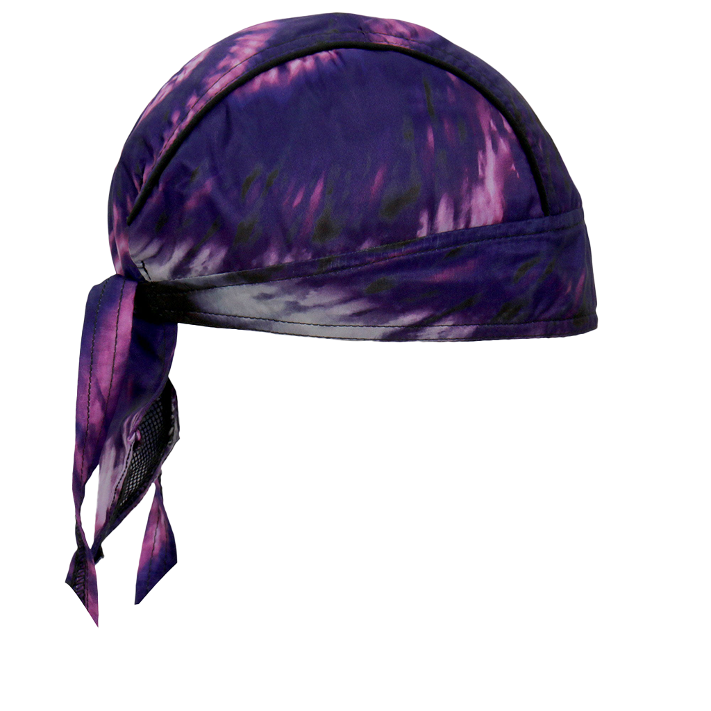 Tie Dye Motorcycle Skull Cap Headwrap Side View