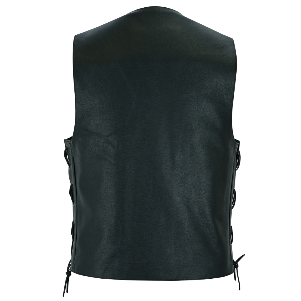 Classic 4 Snap Motorcycle Vest Single Panel Back